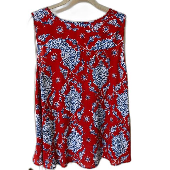 Red and blue batik style tank - Picture 2 of 5